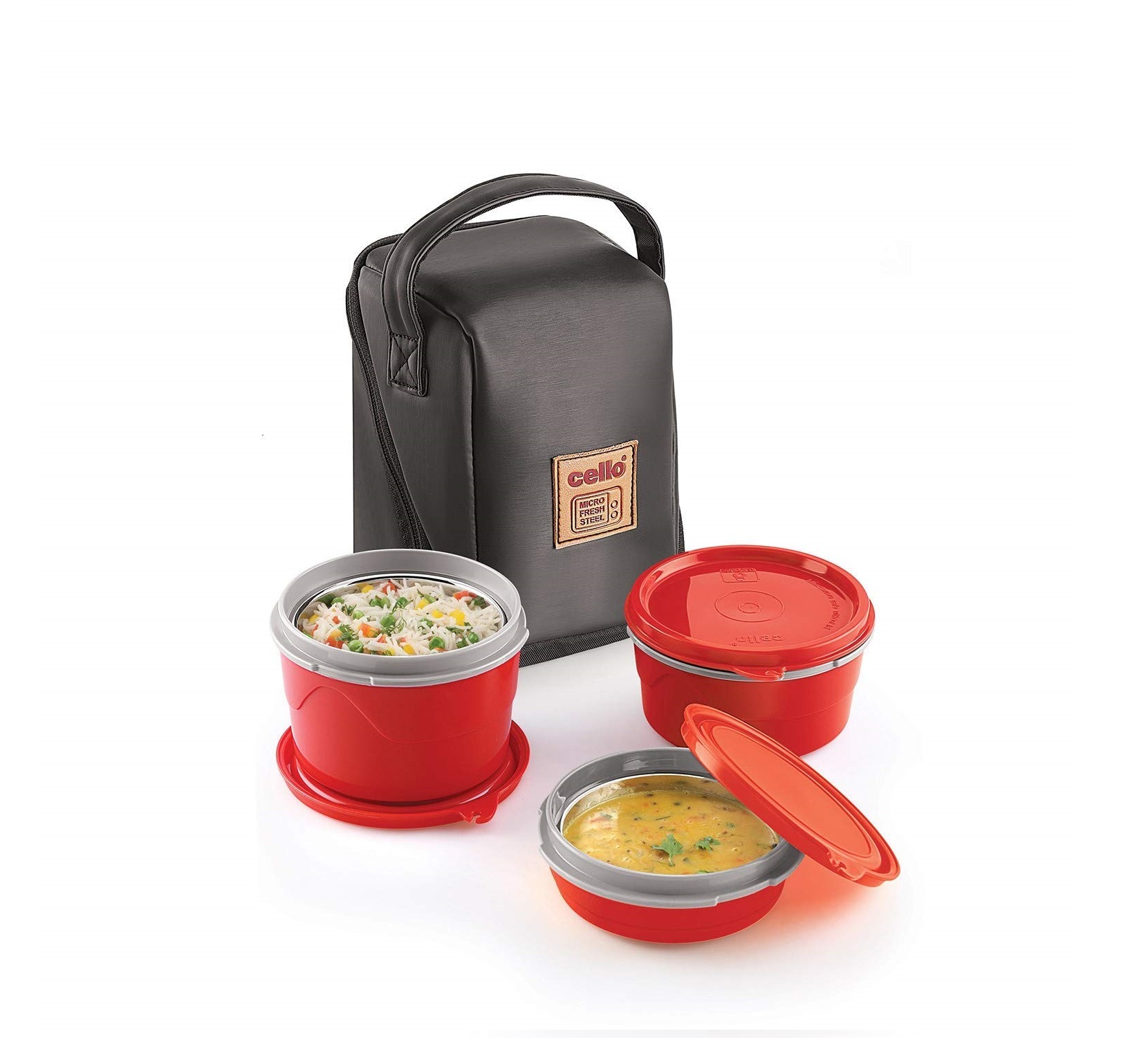 cello Max Fresh Micro Lunch Box, Red 3 Containers